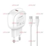 کلگی شارژر LDNIO مدل A1206C ویژگی 27 وات به همراه کابل 2 سر تایپ سی