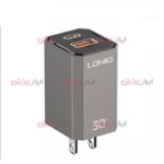 کلگی شارژر LDNIO مدل A2527C ویژگی 30 وات به همراه کابل و تبدیل